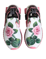 Dolce & Gabbana White Rose Print Sorrento Sneakers Shoes