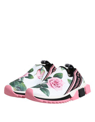 Dolce & Gabbana White Rose Print Sorrento Sneakers Shoes