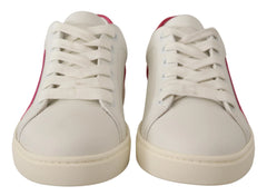 Dolce & Gabbana White Suede Leather Low Top Sneakers Shoes