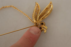 Dolce & Gabbana Gold Tone 925 Sterling Silver Crystal Chain Brooch