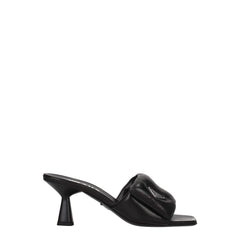 Prada Black Leather Platform Sandals