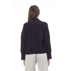 Alpha Studio Purple Merino Wool Women Cardigan