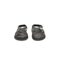 Cerruti 1881 Black Leather Men Sandal