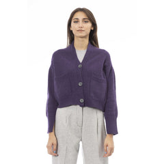 Alpha Studio Purple Merino Wool Women Cardigan