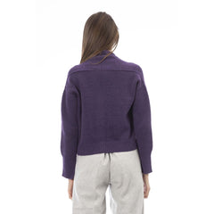Alpha Studio Purple Merino Wool Women Cardigan