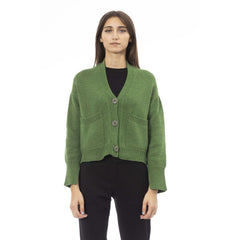 Alpha Studio Green Merino Wool Women Cardigan