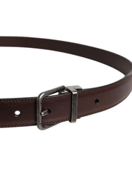 Dolce & Gabbana Dark Brown Leather Antique Silver Buckle Belt