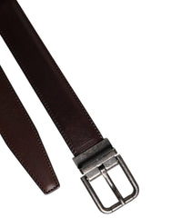 Dolce & Gabbana Dark Brown Leather Antique Silver Buckle Belt
