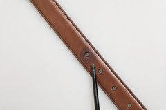 Dolce & Gabbana Dark Brown Leather Antique Silver Buckle Belt