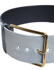 Dolce & Gabbana Blue Two Tone Denim Gold Metal Buckle Belt