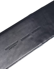 Dolce & Gabbana Blue Two Tone Denim Gold Metal Buckle Belt