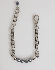 Dolce & Gabbana Silver Tone Chain Lobster Clasp Logo Gray Pearls Bracelet