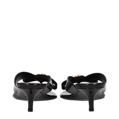 Versace Black Leather Stiletto Heel Sandals