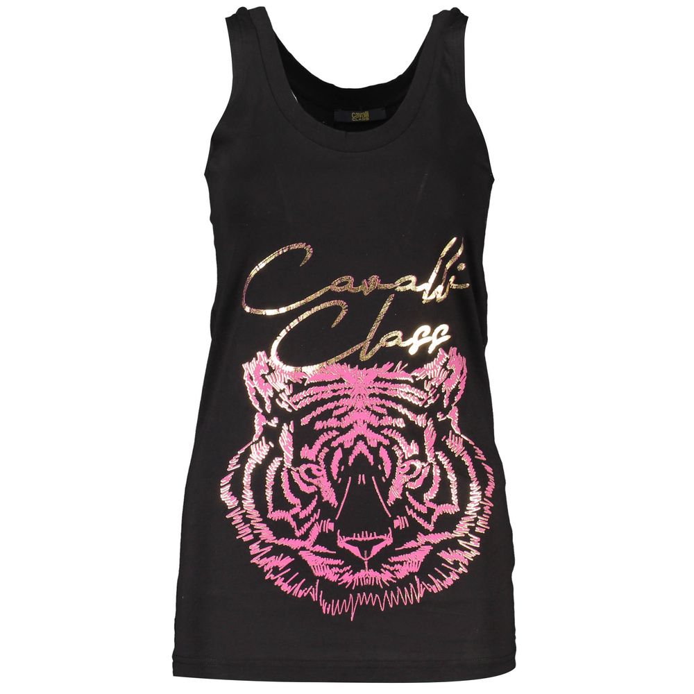 Cavalli Class Black Cotton Tank Top