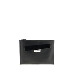 MM6 Black Calf Leather Bos Taurus Clutch Bag