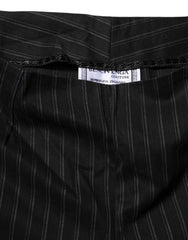 BENCIVENGA Black Wool Blend Pinstripe Straight Leg Pants