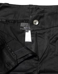 BENCIVENGA Black Cotton Blend Cropped Straight Leg Pants