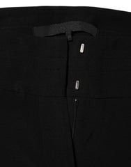 Exte Black Viscose Acetate Blend Straight Leg High Waist Pants