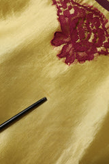 Dolce & Gabbana Yellow Silk Satin Floral Lace Short Sleeves Top