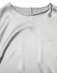 Dolce & Gabbana Gray Silk Satin Floral Lace Long Sleeve Top