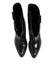 Dolce & Gabbana Black Leather Over The Calf Biker Boots Shoes