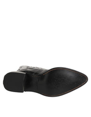 Dolce & Gabbana Black Leather Over The Calf Biker Boots Shoes