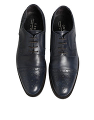 Daniele Alessandrini Blue Leather Wingtip Lace-up Formal Derby Shoes