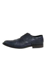 Daniele Alessandrini Blue Leather Wingtip Lace-up Formal Derby Shoes