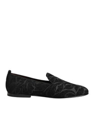 Dolce & Gabbana Black Brocade Loafers Slip On Men Dress Shoes