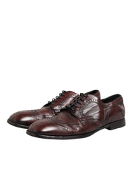 Dolce & Gabbana Bordeaux Leather Lace Up Dress Derby Shoes