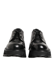 Dolce & Gabbana Black Leather Lace Up Derby Men Dress Shoes