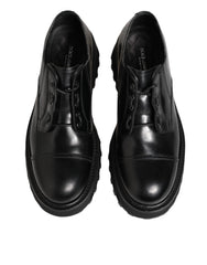 Dolce & Gabbana Black Leather Lace Up Derby Men Dress Shoes
