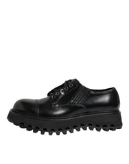 Dolce & Gabbana Black Leather Lace Up Derby Men Dress Shoes