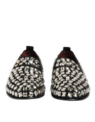 Dolce & Gabbana Black Suede Crystals Loafers Men Dress Shoes