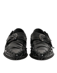 Dolce & Gabbana Black Embellished Dress Monk Strap Shoes