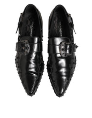 Dolce & Gabbana Black Embellished Dress Monk Strap Shoes
