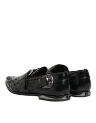 Dolce & Gabbana Black Embellished Dress Monk Strap Shoes