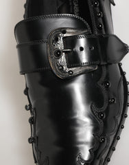 Dolce & Gabbana Black Embellished Dress Monk Strap Shoes
