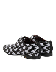 Dolce & Gabbana Dress Black White Sequined Lace Up Derby Shoes