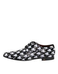 Dolce & Gabbana Dress Black White Sequined Lace Up Derby Shoes