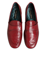Dolce & Gabbana Red Leather Slip On Dress Men Loafers Shoes