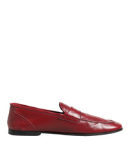 Dolce & Gabbana Red Leather Slip On Dress Men Loafers Shoes