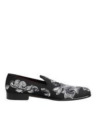Dolce & Gabbana Black Silver Sequined Loafers Men Dress Shoes