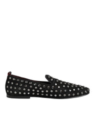 Dolce & Gabbana Black Crystal Embellished Loafers Dress Shoes