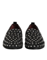 Dolce & Gabbana Black Crystal Embellished Loafers Dress Shoes