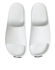 Dolce & Gabbana White Logo Slides Sandals Men Beachwear Shoes