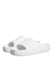 Dolce & Gabbana White Logo Slides Sandals Men Beachwear Shoes