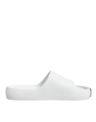 Dolce & Gabbana White Logo Slides Sandals Men Beachwear Shoes