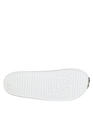 Dolce & Gabbana White Logo Slides Sandals Men Beachwear Shoes