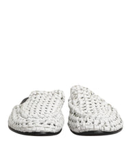 Dolce & Gabbana White Woven Slides MULES Men Sandals Shoes